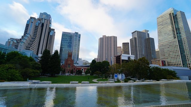 picture taken from the Yerba Buena Gardens in Downtown San Francisco