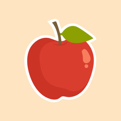 Red Apple. Flat Design Vector Illustration Of A Red Apple On color Background.