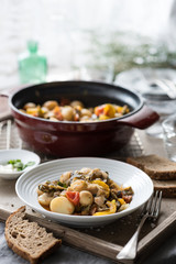 Homemade Vegetable Stew with Potatoes, Pepper, Tomatoes and Eggplant. Comfort Food