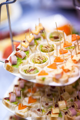 selection of canape on  slate platter