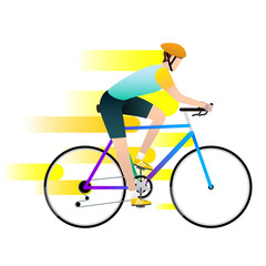 Obraz premium Vector illustration of cyclist in action on racing bike. Sport concept