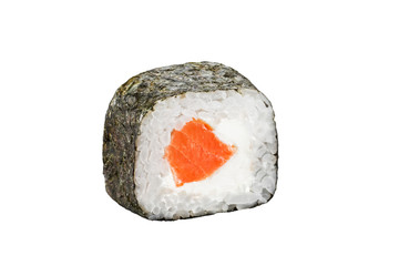 sushi roll isolated on white background japanese traditional cuisine one piece ginger eel shrimp salmon tuna caviar