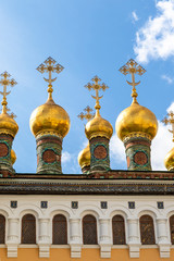 Golden domes of the Terem Palace, Kremlin, Moscow, Russia - Europe