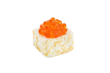 sushi roll isolated on white background japanese traditional cuisine one piece ginger eel shrimp salmon tuna caviar