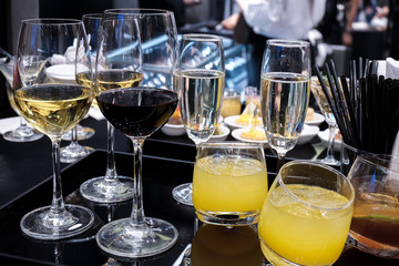 Variety of different drink service in party