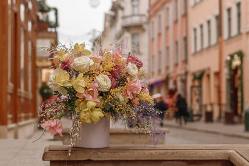 wedding bouquet in the street
