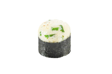 sushi roll isolated on white background japanese traditional cuisine one piece ginger eel shrimp salmon tuna caviar