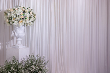 White flower for wedding backdrop with space