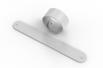 Blank Wide Silicone Rubber Slap Bracelet For branding and Mock up. 3d render illustration.