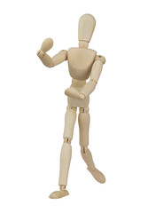 Wooden mannequin isolated on white background