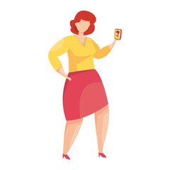 Woman talking on video calling vector illustration. Video conference. People on smart phone screen taking with colleague. Online meeting.