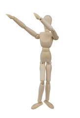 Wooden mannequin isolated on white background