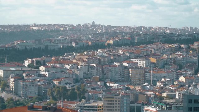 ISTANBUL, TURKEY, May 23rd 2018: Panoramic view Bosphorus. Aerial view of Istanbul City from Golden Horn on a beautiful Istanbul day. 4k video.