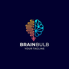 brain bulb logo vector design template