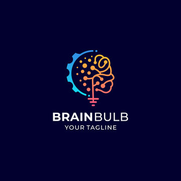 brain bulb logo vector design template