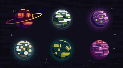 Stylized vector planets 