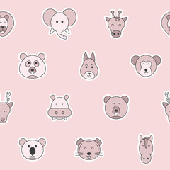 Animal - Vector color background (seamless pattern) of pets and wild beast for graphic design