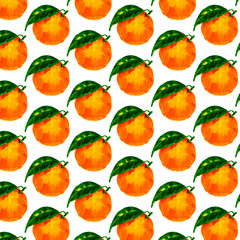 Seamless pattern with vector watercolor citrus: lemon, orange, grapefruit