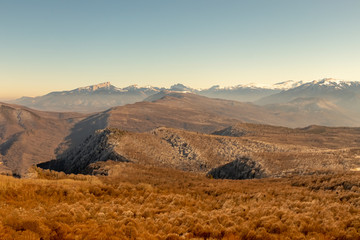 Mountains in winter, forest in the mountains
