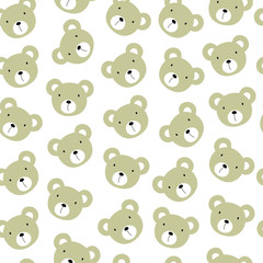 Obraz premium Seamless pattern Brown bear face Cute hand-drawn animal background in child style Vector illustration used for fabric, textile, fashion, publication