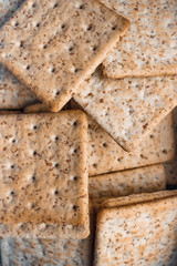 Flat lay. Top view. Lean ruddy crackers with bran lie