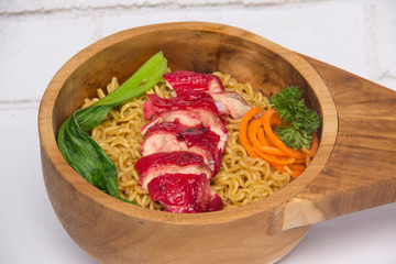 Variety Traditional Noodle in a Wooden Bowl