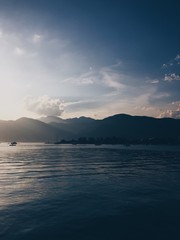 Mountains and the Mediterranean Sea at sunset