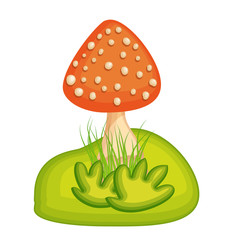 Cartoon mushroom with grass