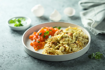 Scrambled eggs with smoked salmon