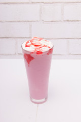 Strawberry Juice with Cream on Top