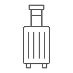 Suitcase Umbrella thin line icon, travel and luggage, luggage sign vector graphics, a linear icon on a white background, eps 10.