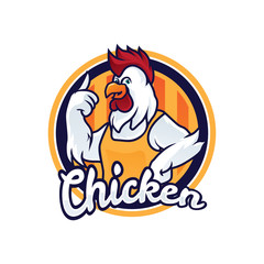 Chicken mascot logo illustration template 