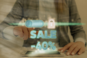 Word writing text Sale 40 Percent. Business photo showcasing A promo price of an item at 40 percent...