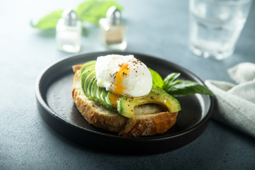 Avocado toast with poached egg