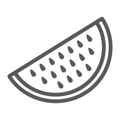 Watermelon line icon, juicy and tasty, watermelon sign vector graphics, a linear icon on a white background, eps 10.