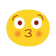 Kissing emoji vector illustration. Smile with a kiss symbol. Isolated on white background. Shy face.
