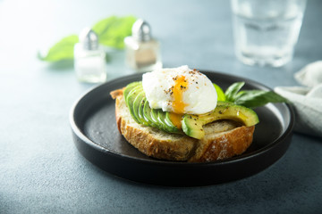 Avocado toast with poached egg