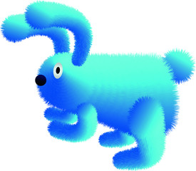 Blue fur rabbit. Cute little bunny toy vector art.