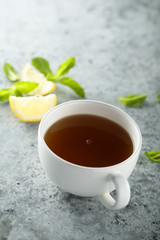 Healthy ginger tea with lemon and mint