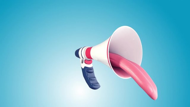 3D render megaphone with tongue.