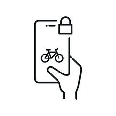 Lock Bike with smartphone app - Secure your electric bicycle symbol - vector