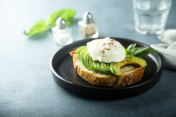 Avocado toast with poached egg