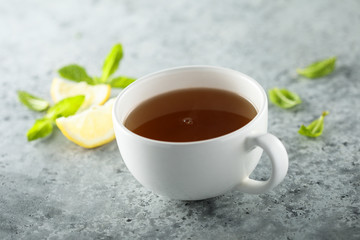 Healthy ginger tea with lemon and mint