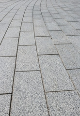 A pavement made of rectangular stone slabs.