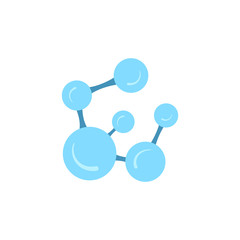 Molecular model icon isolated on white background. Group of atoms bonded together, chemical compound, physics, organic chemistry, biochemistry element. Flat style vector illustration.
