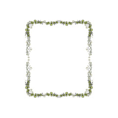 Elegant vintage frame of  floral elements for the design of greetings, invitations, packaging design of natural cosmetics. Hand drawing vector isolated.