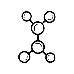 Molecular model line icon isolated on white background. Group of atoms bonded together, chemical compound, physics, organic chemistry, biochemistry element. Outline vector illustration.