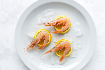 Fresh raw prawns prepared for cooking