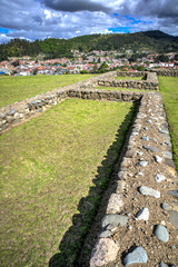 Pumapungo ruins, the ancient Inca city, in Cuenca, Ecuador, on a beautiful sunny afternoon.