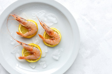 Fresh raw prawns prepared for cooking